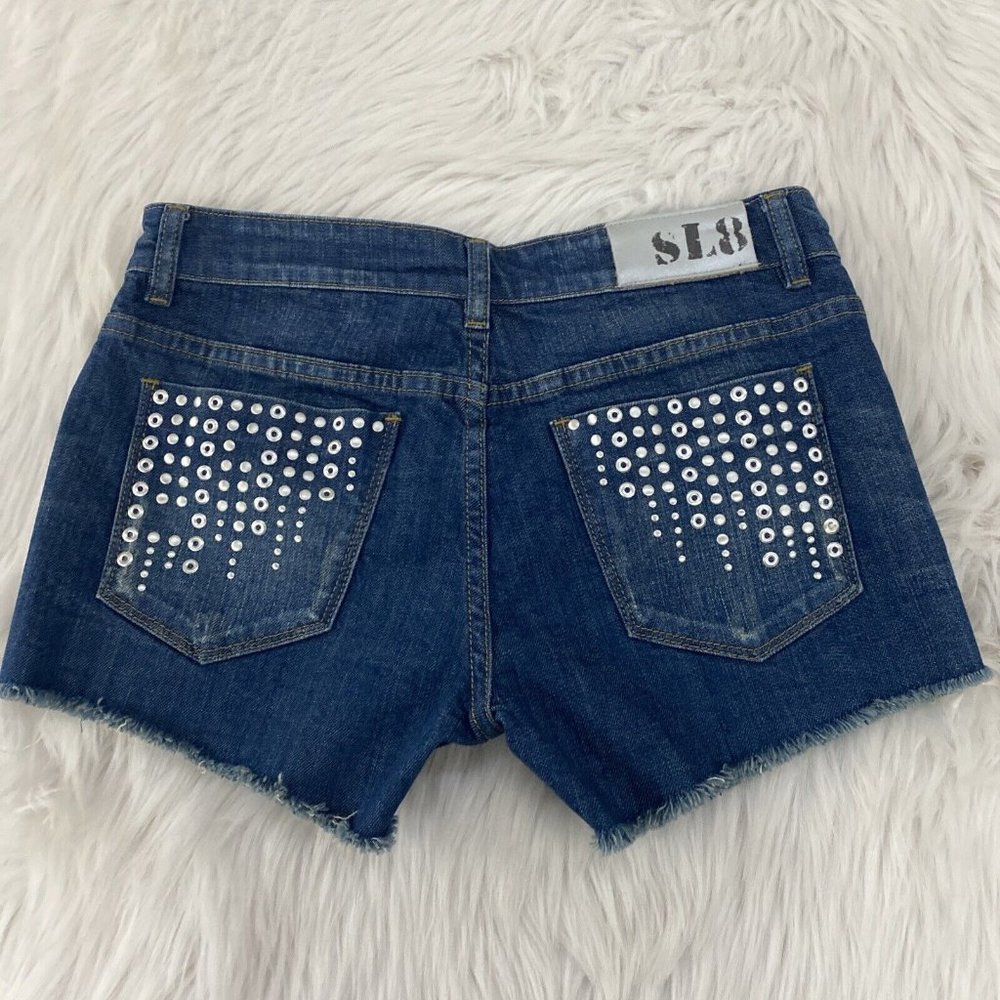 SL8 womens blue cut off shorts size 28 stud pocket